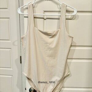 Old Navy Women's Beige Square Neck Sleeveless Bodysuit, Size L